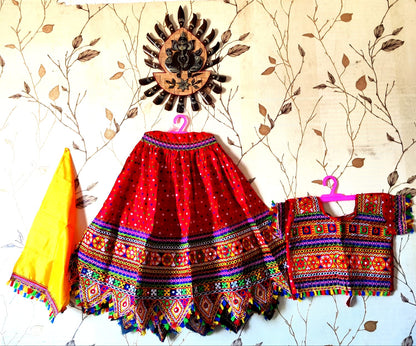 Navratri special pure cotton embroidery and mirror  work lehnga for girls.