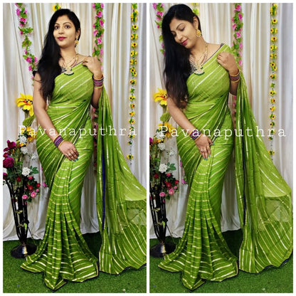 Pure viscose Shaded creative Georgette with zari lining woven saree with jacquard blouse