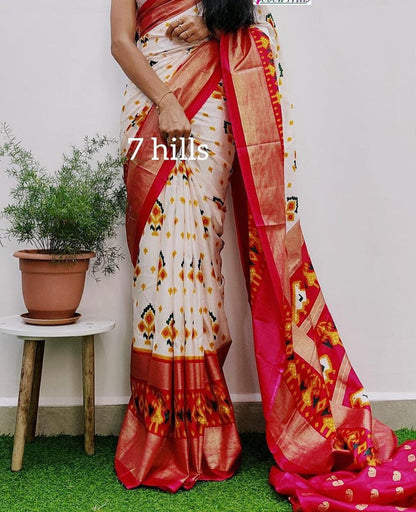 New Soft Pure Dola Silk Saree With Bandhani And Patola Half And Half Saree Gold Zari Foil Border